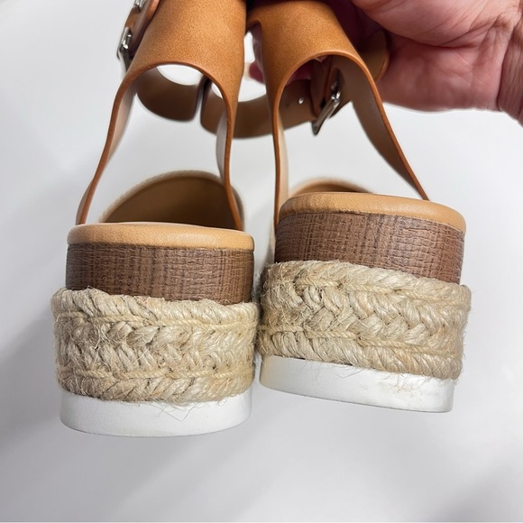 Imperfect Soda Stylish Espadrille Sandals open toe buckle ankle sz 7 tan brown - Picture 5 of 12